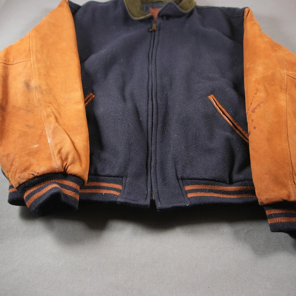 VTG USA Golden Bear Varsity Bomber Wool Leather Men Jacket XXL University Retro